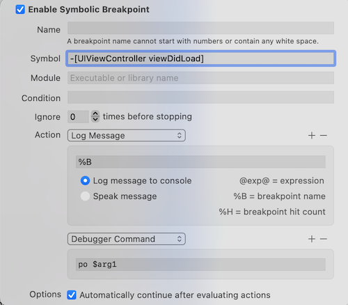 -[UIViewController viewDidLoad] breakpoint