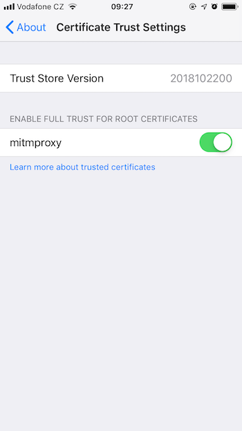 Trusting certificate on iOS