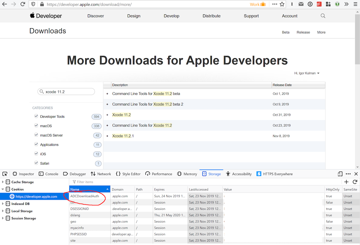 Apple Developer Portal downloads