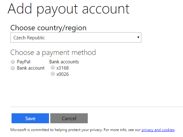 Adding payout account