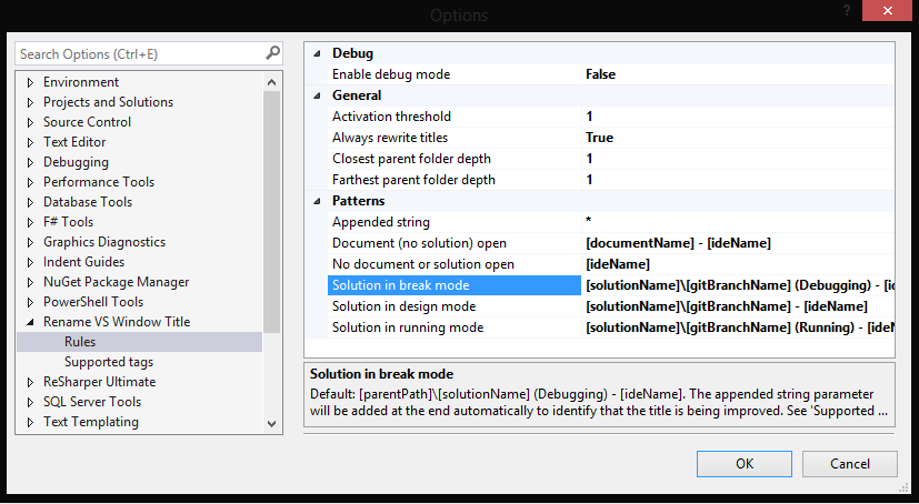 Rename Visual Studio Window