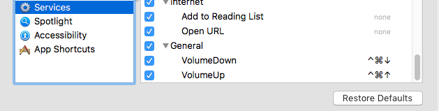 macOS volume shortcuts