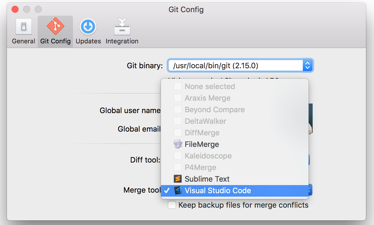 Setting VSCode as merge tool in Git Tower